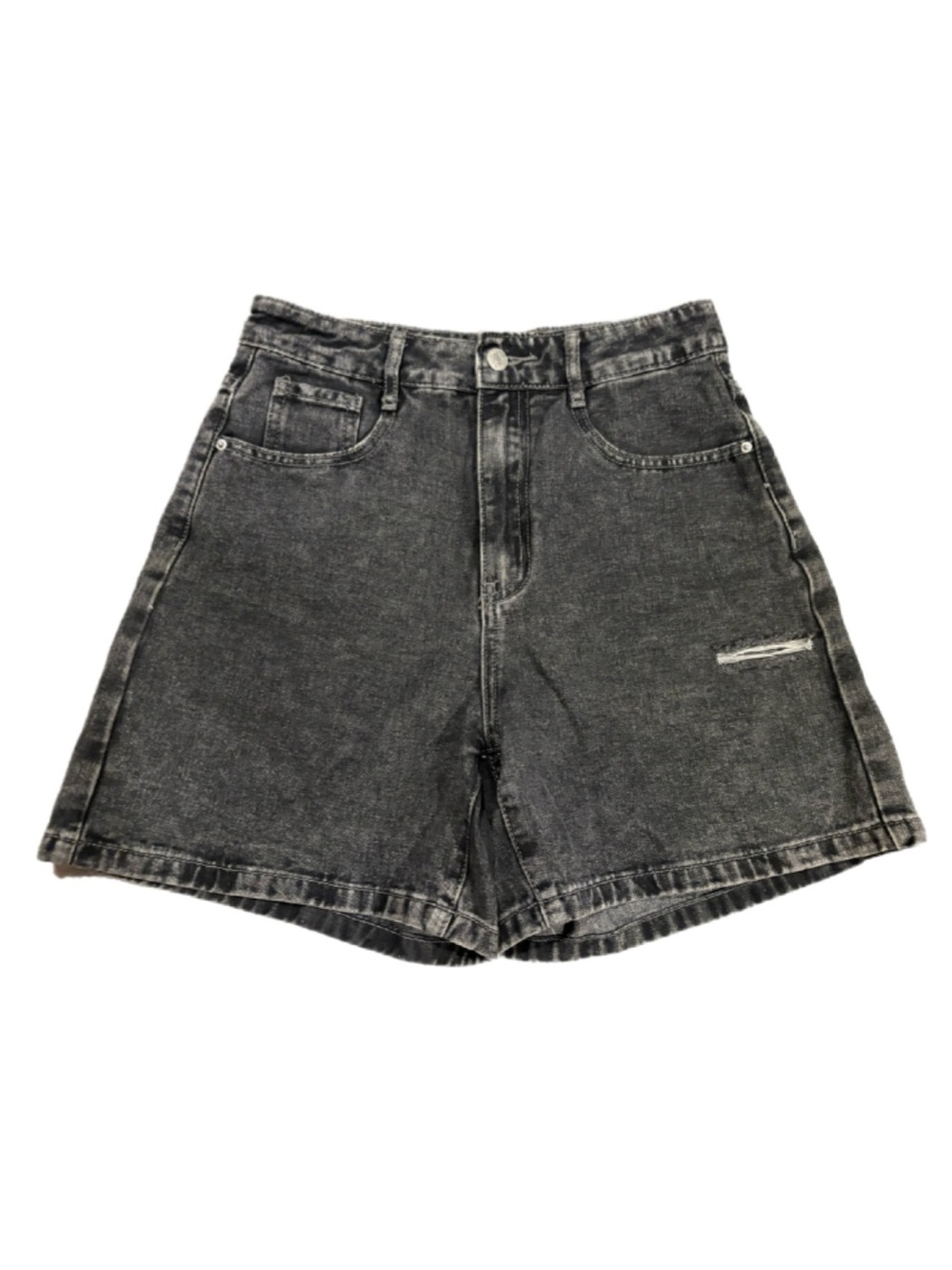 SHEIN Washed Black High-Rise Denim Shorts